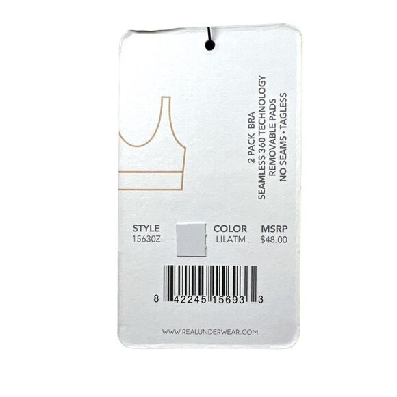 Real Underwear Womens Purple Gray Seamless Plunging Bralettes 2 Pack Sz XL New - Picture 6 of 7